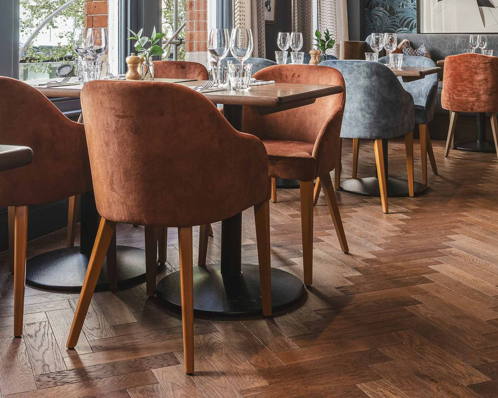 Oak Brushed Dark Mahogany Natural Oiled Herringbone Engineered Flooring 430x115x14/3mm SHO1410