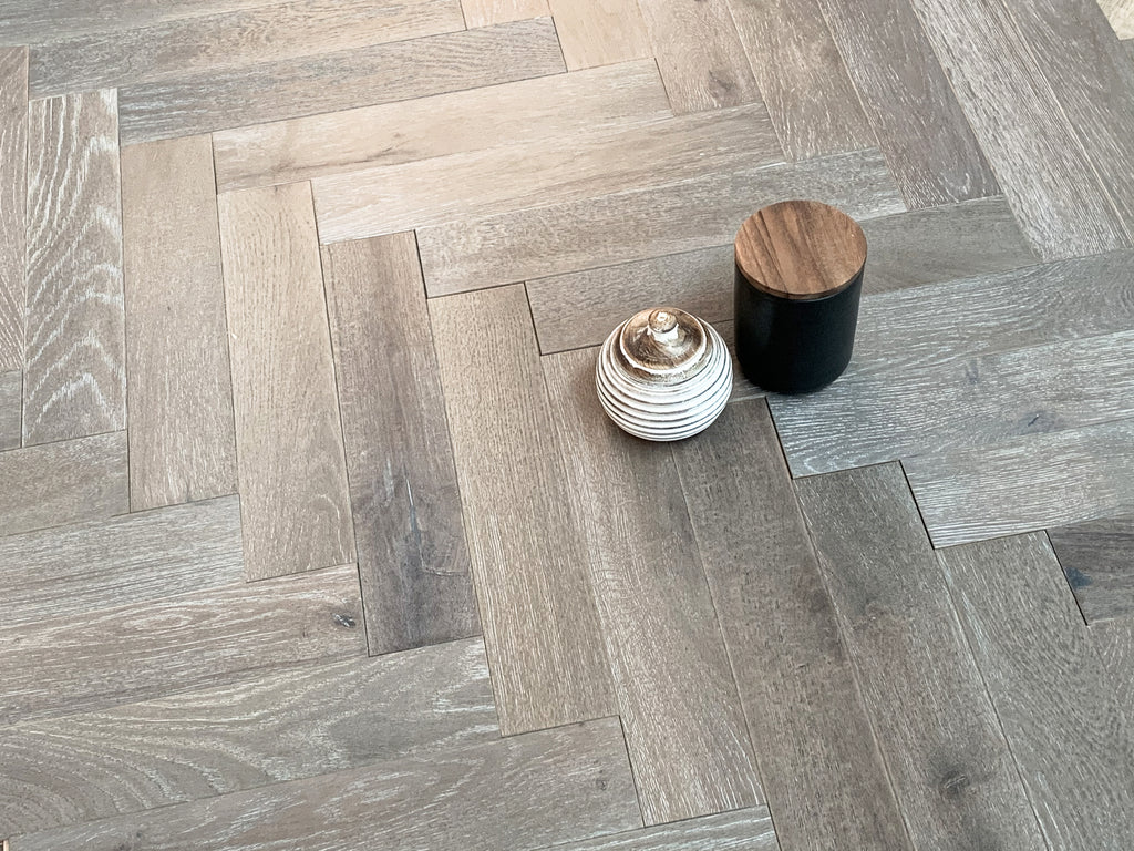 Grey Oiled European Oak Herringbone Flooring SHO1515