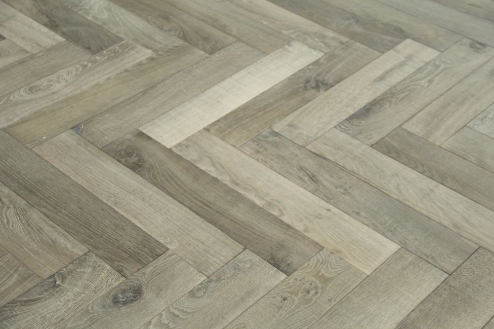 Medium Grey Bespoke Parquet Herringbone Flooring SHO1814