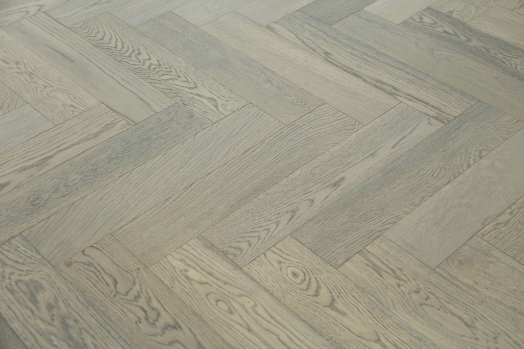 Oak Brushed L-Charcoal Lacquered Herringbone Engineered Wood Flooring 605x125x15/4mm SHO1502