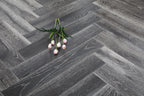 Black Stained & White Oiled European Oak Parquet Herringbone Flooring SHO1403