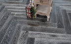 Black Stained & White Oiled European Oak Parquet Herringbone Flooring SHO1403