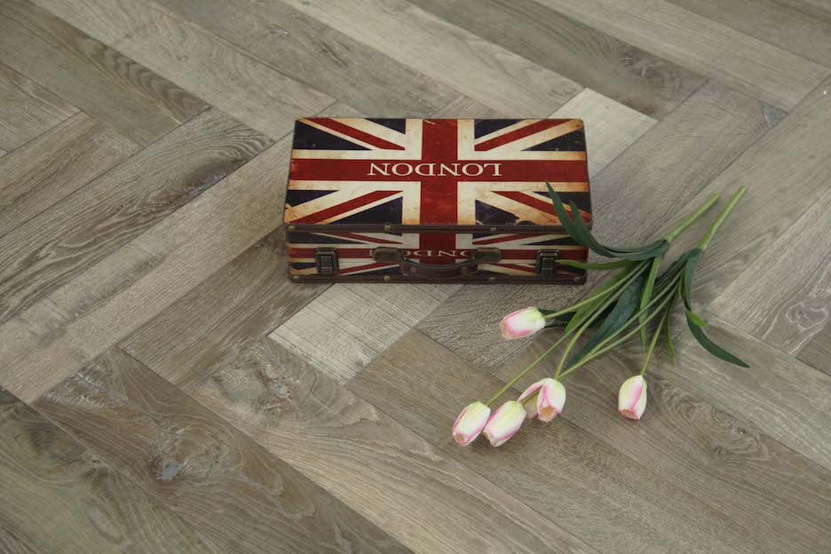 Medium Grey Bespoke Parquet Herringbone Flooring SHO1814