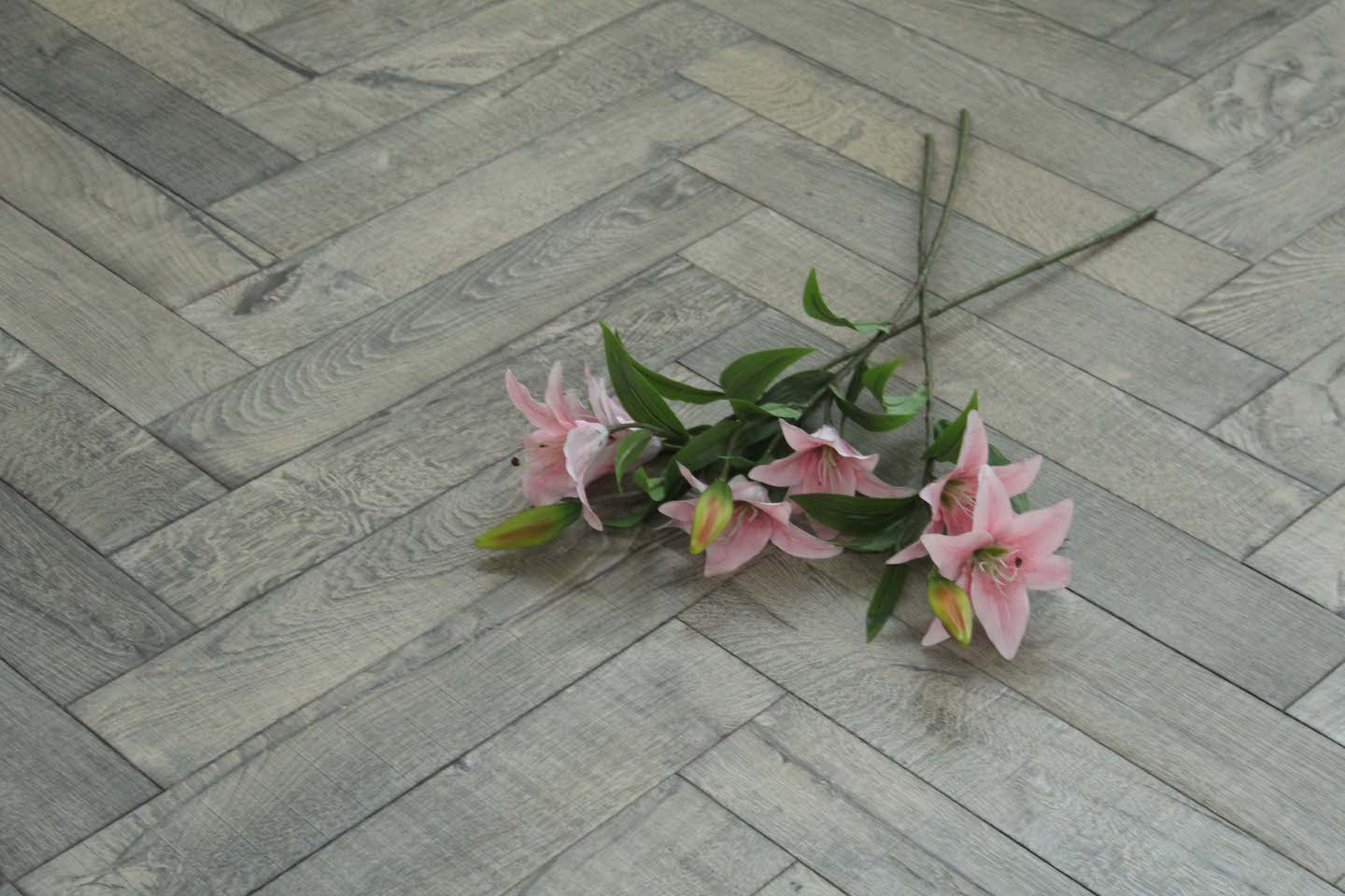 Dark Grey Brushed Bespoke Oak Herringbone Flooring SHO1819