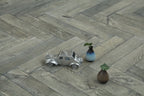 Dark Grey Brushed Bespoke Oak Herringbone Flooring SHO1819