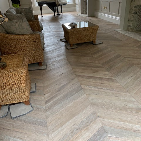 European Oak Smoked Grey Chevron Wood Flooring SSR1805