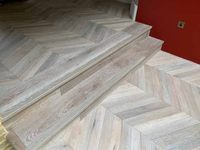 European Oak Smoked Grey Chevron Wood Flooring SSR1805